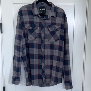 Fox Gray and Blue Casual Button Down Shirt